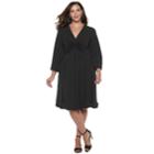 Plus Size Suite 7 Twist Bell Sleeve Dress, Women's, Size: 2xl, Black