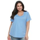 Plus Size Sonoma Goods For Life&trade; Essential V-neck Tee, Women's, Size: 0x, Light Blue