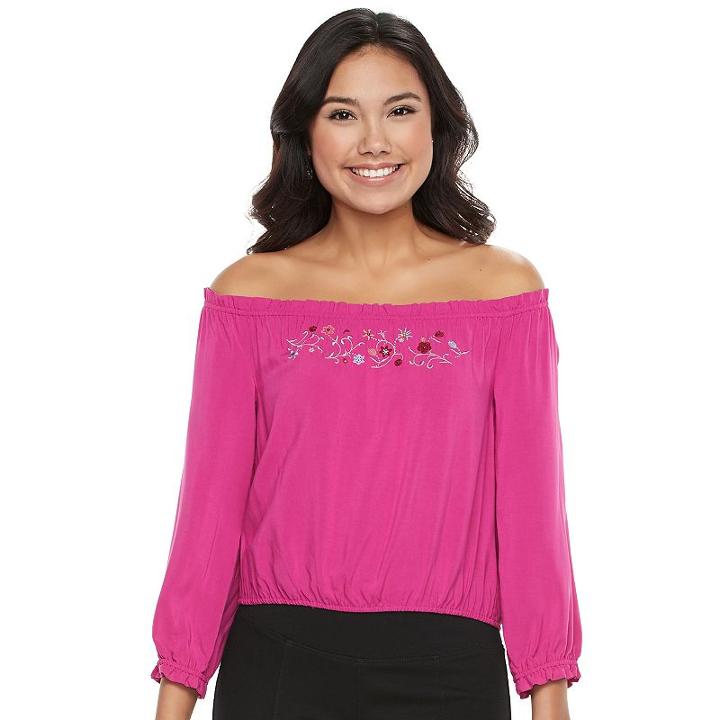 Juniors' Candie's&reg; Embellished Off-the-shoulder Top, Girl's, Size: Xl, Pink