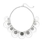 Plus Size Hoop & Textured Disc Bib Necklace, Women's, Silver