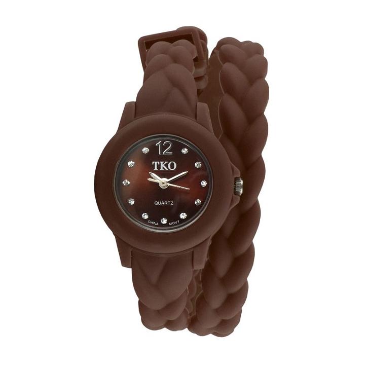 Tko Orlogi Women's Crystal Braided Wrap Watch, Brown
