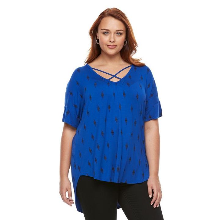 Plus Size Apt. 9&reg; Strappy Dolman V-neck Top, Women's, Size: 3xl, Dark Blue