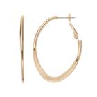 Flat Oval Nickel Free Hoop Earrings, Women's, Gold