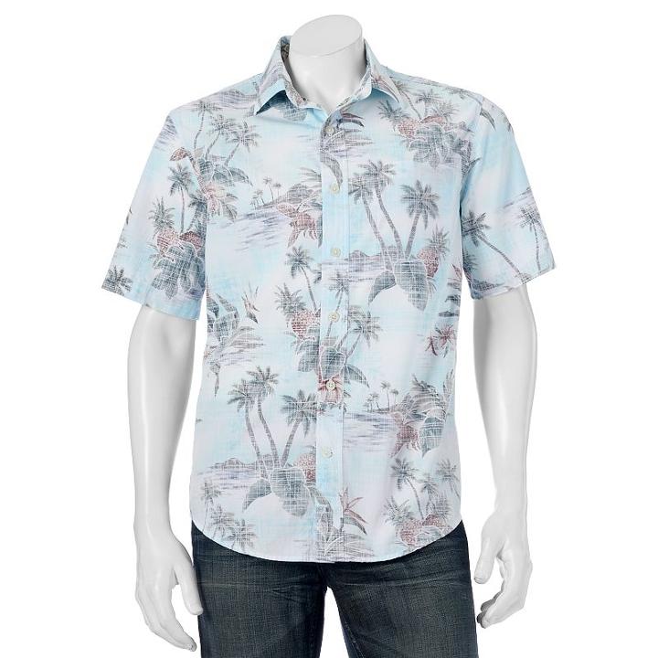 Big & Tall Batik Bay Modern-fit Patterned Casual Button-down Shirt, Men's, Size: 3xl Tall, Turquoise/blue (turq/aqua)