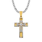 Axl By Triton Men's Stainless Steel Diamond Accent Cross Pendant, Size: 22, White