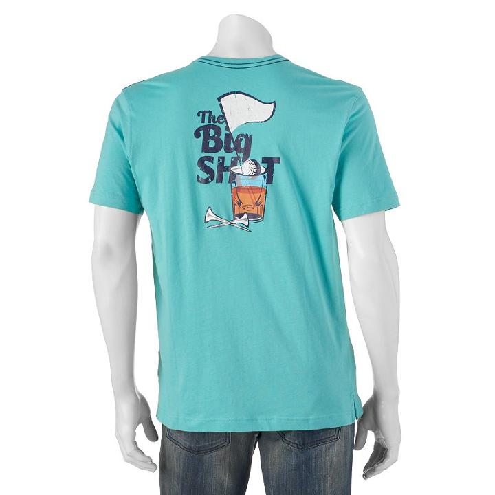 Men's Caribbean Joe Back-print The Big Shot Tee, Size: Xl, Turquoise/blue (turq/aqua)