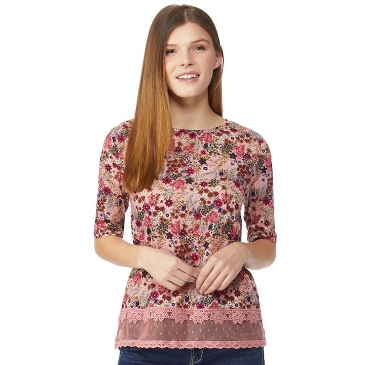 Juniors' Wallflower Lace Hem Top, Teens, Size: Xl, Med Pink