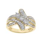 Cherish Always 1/2 Carat T.w. Certified Diamond 10k Gold 3-stone Bypass Anniversary Ring, Women's, Size: 8, White