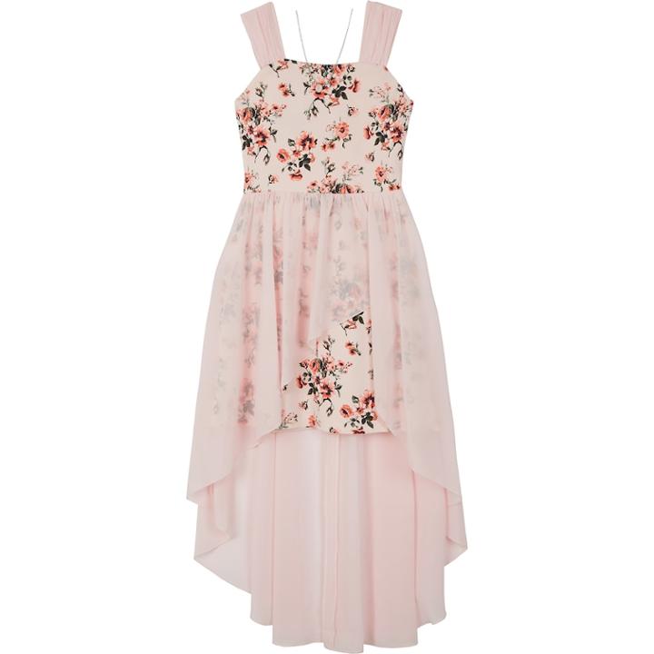 Girls 7-16 Iz Amy Byer Floral High-low Dress With Necklace, Size: 8, Blush