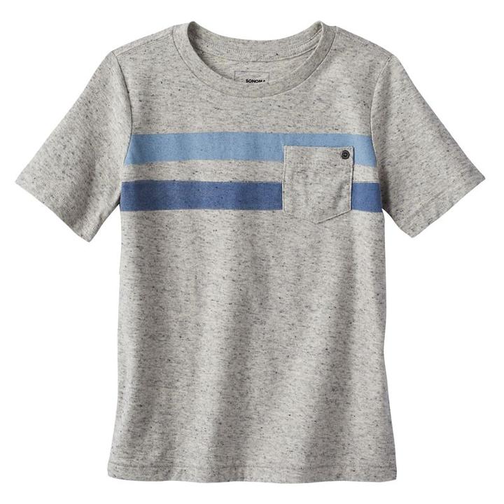 Boys 4-7x Sonoma Goods For Life™ Striped Pocket Tee, Boy's, Size: 5, Light Grey