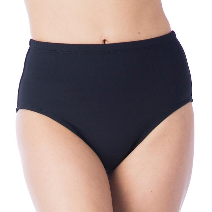 Women's Chaps High-waisted Scoop Bikini Bottoms, Size: 18, Black