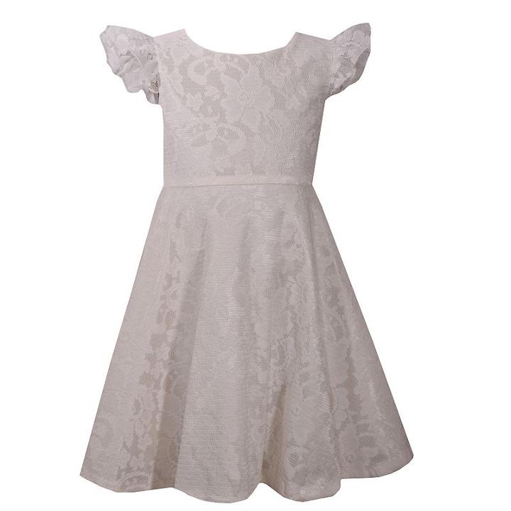 Girls 4-6x Bonnie Jean Lace Heart Back Dress, Girl's, Size: 6x, Natural