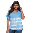 Plus Size Sonoma Goods For Life&trade; Raglan Henley Tee, Women's, Size: 2xl, Light Blue