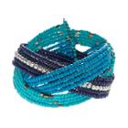 Mudd&reg; Blue Seed Bead Braided Cuff Bracelet, Women's, Turq/aqua
