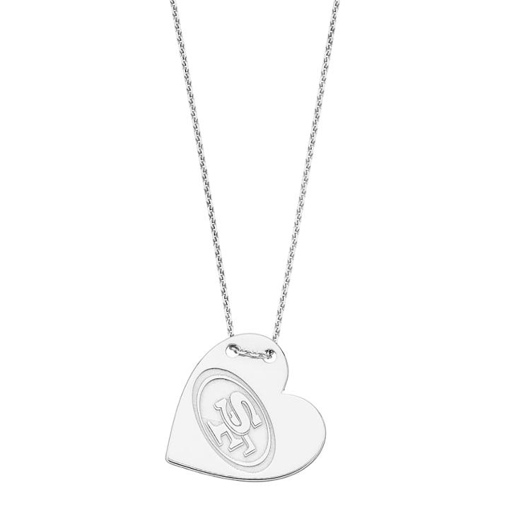 Sterling Silver San Francisco 49ers Heart Pendant Necklace, Women's, Size: 18, Grey