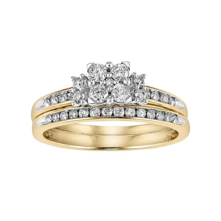 Cherish Always Diamond Engagement Ring Set In 10k Gold (1/2 Carat T.w.), Women's, Size: 8, White