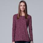 Women's Simply Vera Vera Wang Jacquard Tee, Size: Large, Drk Purple