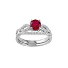 10k White Gold Lab-created Ruby & 1/6 Carat T.w. Diamond Engagement Ring Set, Women's, Size: 8, Red