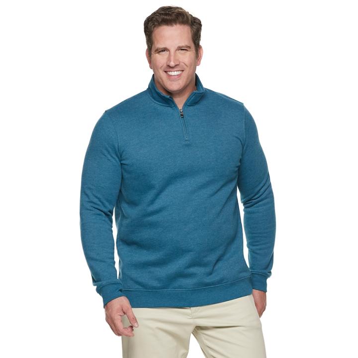 Big & Tall Croft & Barrow&reg; Classic-fit Easy-care Quarter-zip Pullover, Men's, Size: Xl Tall, Turquoise/blue (turq/aqua)