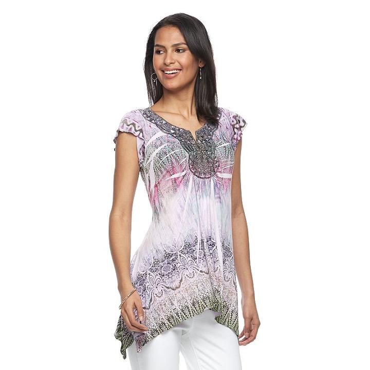 Women's World Unity Embellished Sublimation Top, Size: Xxl, Lt Purple