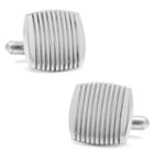 Ribbed Square Cuff Links, Men's, Silver