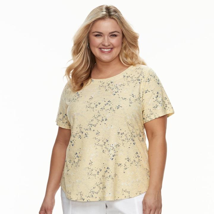 Plus Size Croft & Barrow&reg; Floral Top, Women's, Size: 3xl, Med Yellow