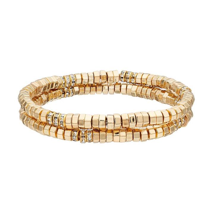 Dana Buchman Hexagonal Bead Stretch Bracelet Set, Women's, Gold