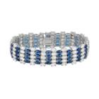 Cubic Zirconia Sterling Silver Multirow Bracelet, Women's, Size: 7.25, Blue
