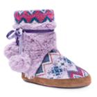 Muk Luks Women's Delanie Knit Boot Slippers, Size: Medium, Purple