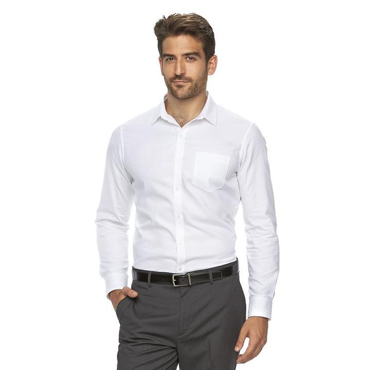 Marc Anthony, Men's Slim-fit Stretch Button-down Shirt, Size: Xxl, White