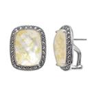 Lavish By Tjm Sterling Silver Crystal And Mother-of-pearl Doublet Frame Stud Earrings - Made With Swarovski Marcasite, Women's, Grey