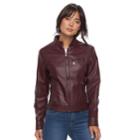 Women's Gallery Faux-leather Moto Jacket, Size: Xl, Red