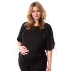 Plus Size Maternity Pip & Vine By Rosie Pope Shirred Top, Women's, Size: 2x-mat, Black