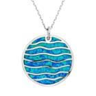 Lab-created Blue Opal Sterling Silver Wave Pendant Necklace, Women's, Size: 18