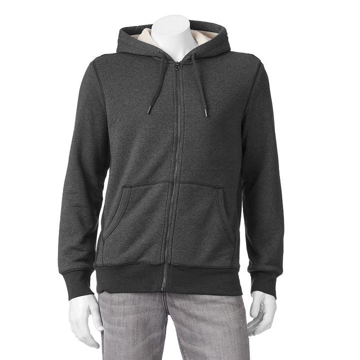 Men's Sonoma Goods For Life&trade; Sherpa Fleece Hoodie, Size: Large, Dark Grey