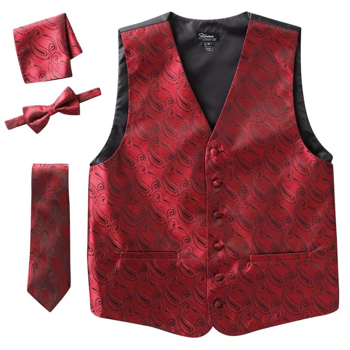 Steven Land Paisley 4-pc. Vest Set - Men, Size: Xxl, Red
