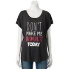 Juniors' Awake Don't Make Me Adult Today Graphic Tee, Size: Medium, Dark Grey