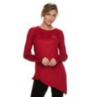 Women's Apt. 9&reg; Asymmetrical Sequin Crewneck Sweater, Size: Medium, Red