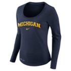 Women's Nike Michigan Wolverines Slubbed Dri-fit Tee, Size: Xl, Blue (navy)