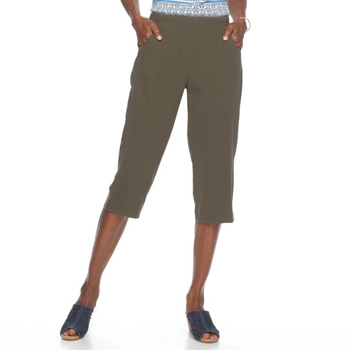 Women's Croft & Barrow&reg; Pull-on Sheeting Capris, Size: Xl, Green