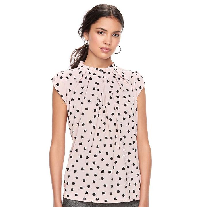 Women's Elle™ Pleated Mockneck Top, Size: Small, Pink