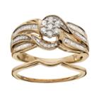 Always Yours 18k Gold Over Silver 1/2 Carat T.w. Diamond Halo Engagement Ring Set, Women's, Size: 7, White