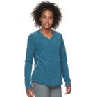 Women's Tek Gear&reg; Stretch V-neck Long Sleeve Top, Size: Xl, Turquoise/blue (turq/aqua)