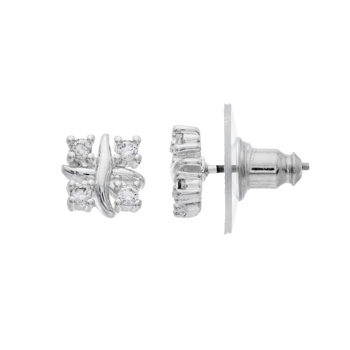 Napier Cubic Zirconia Nickel Free Square Stud Earrings, Women's, Silver