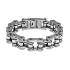 Two Tone Ion-plated Stainless Steel Motorcycle Chain Bracelet - Men, Grey