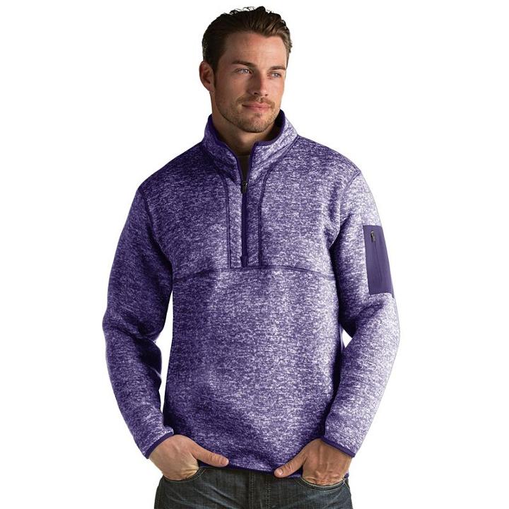 Men's Antigua Fortune Classic-fit Half-zip Pullover Sweater, Size: Large, Drk Purple