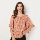 Women's Lc Lauren Conrad Print Ruffle Top, Size: Xxl, Pink