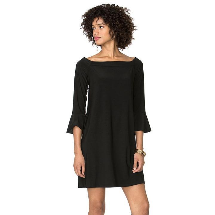 Women's Chaps Boatneck Shift Dress, Size: Xl, Black
