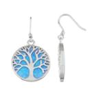 Sterling Silver Lab-created Blue Opal Tree Of Life Drop Earrings, Women's