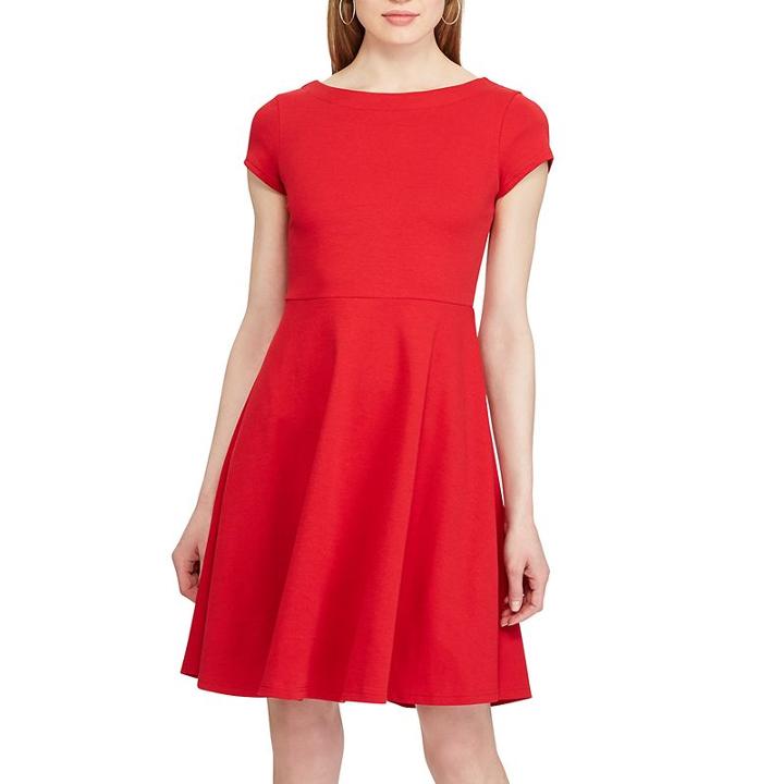 Women's Chaps Ponte Fit & Flare Dress, Size: Small, Red